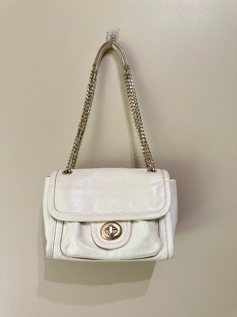 Coach Ranger Flap White Leather Crossbody Satchel Shoulder Bag 33566